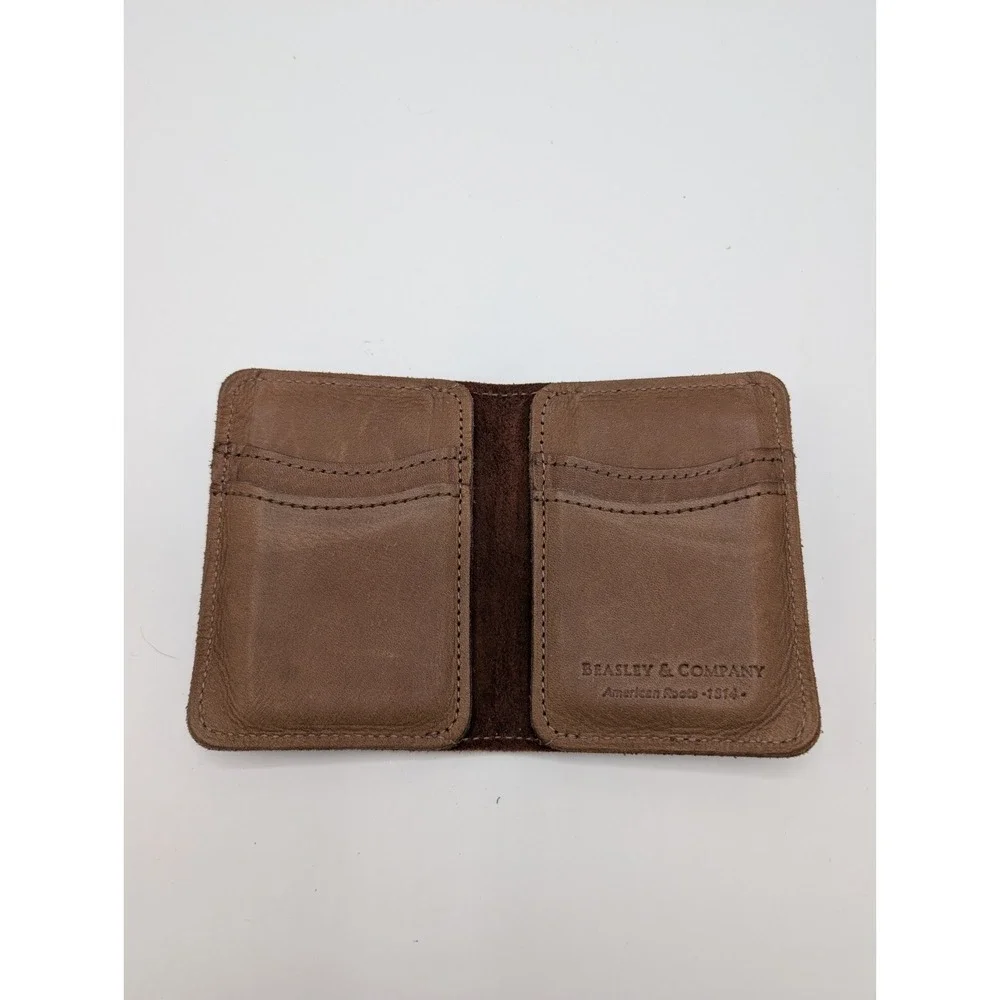Beasley & Company Wallet Brown Leather Vertical Card Key Holder American Flag